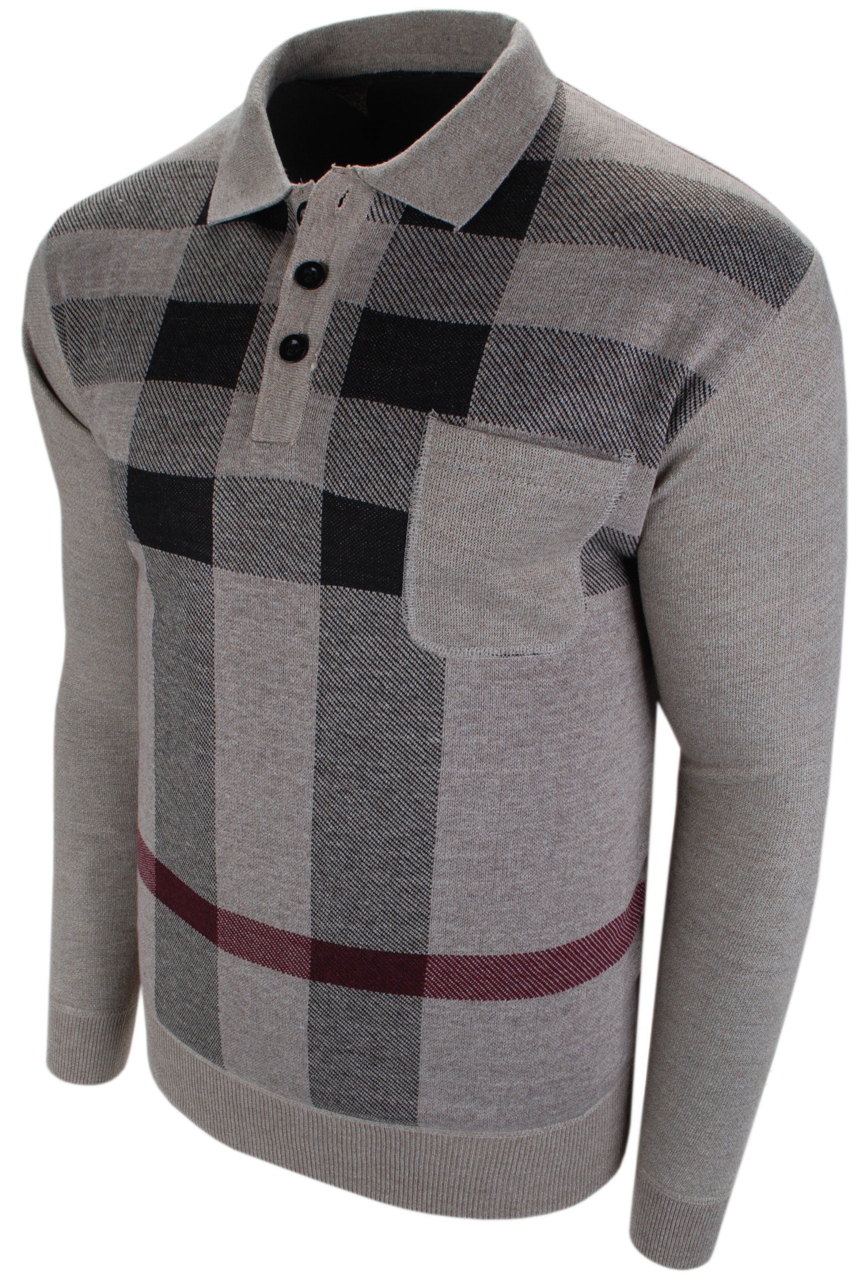 

3XL- Męski sweter polo z kieszonką Nl 03-2