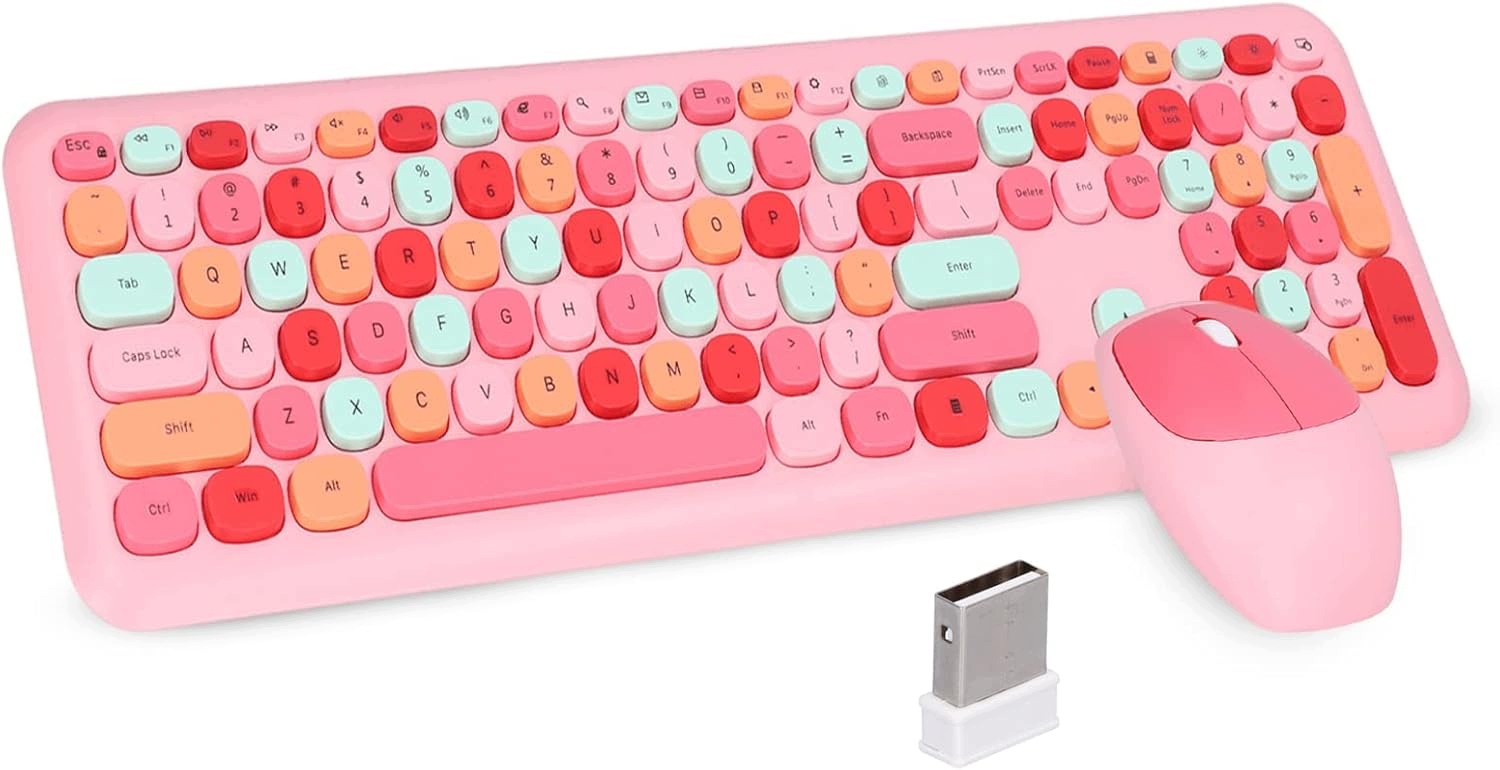 Bezdrátová Myš Retro sada Růžová Qwertz Psací stroj