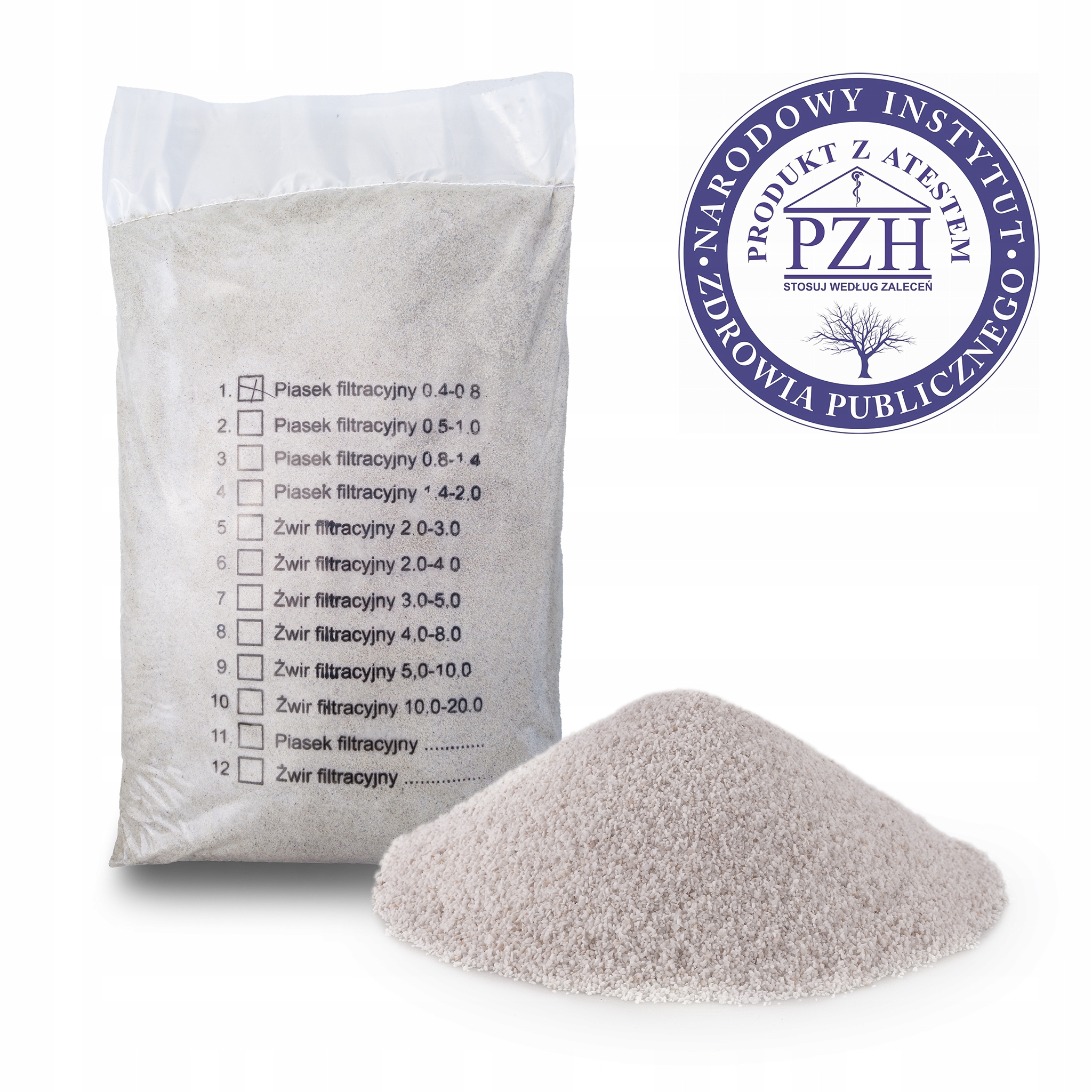 

Piasek Kwarcowy do Pompy Basenowej Atest Pzh 25kg