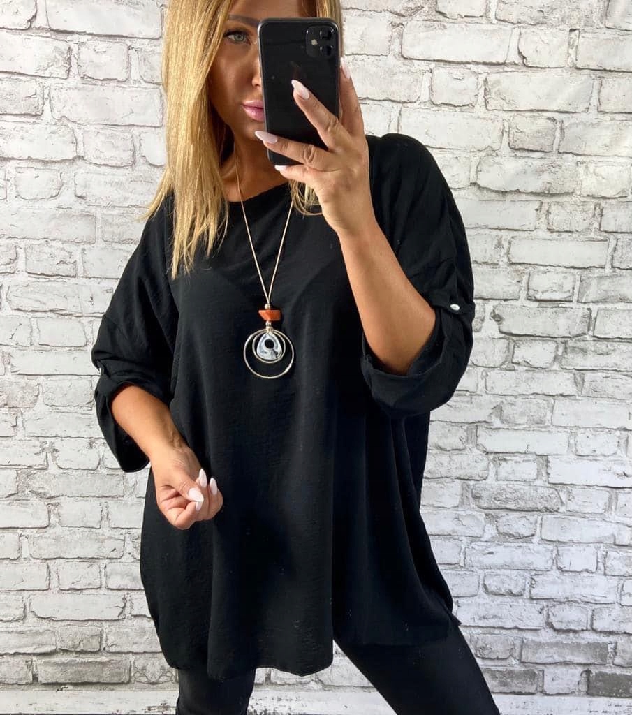 B944 BLUZKA GŁADKA Z WISIOREM r. 58 (9XL) Marka Genesy