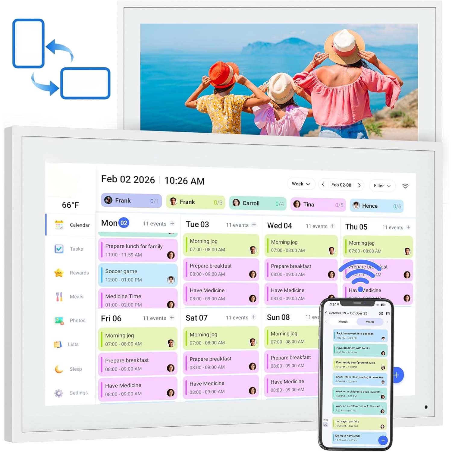Rámeček Digitální Na Fotografie Frameo Wifi 15,6" 32GB Dotykový Fotorámeček Wi-fi Hd