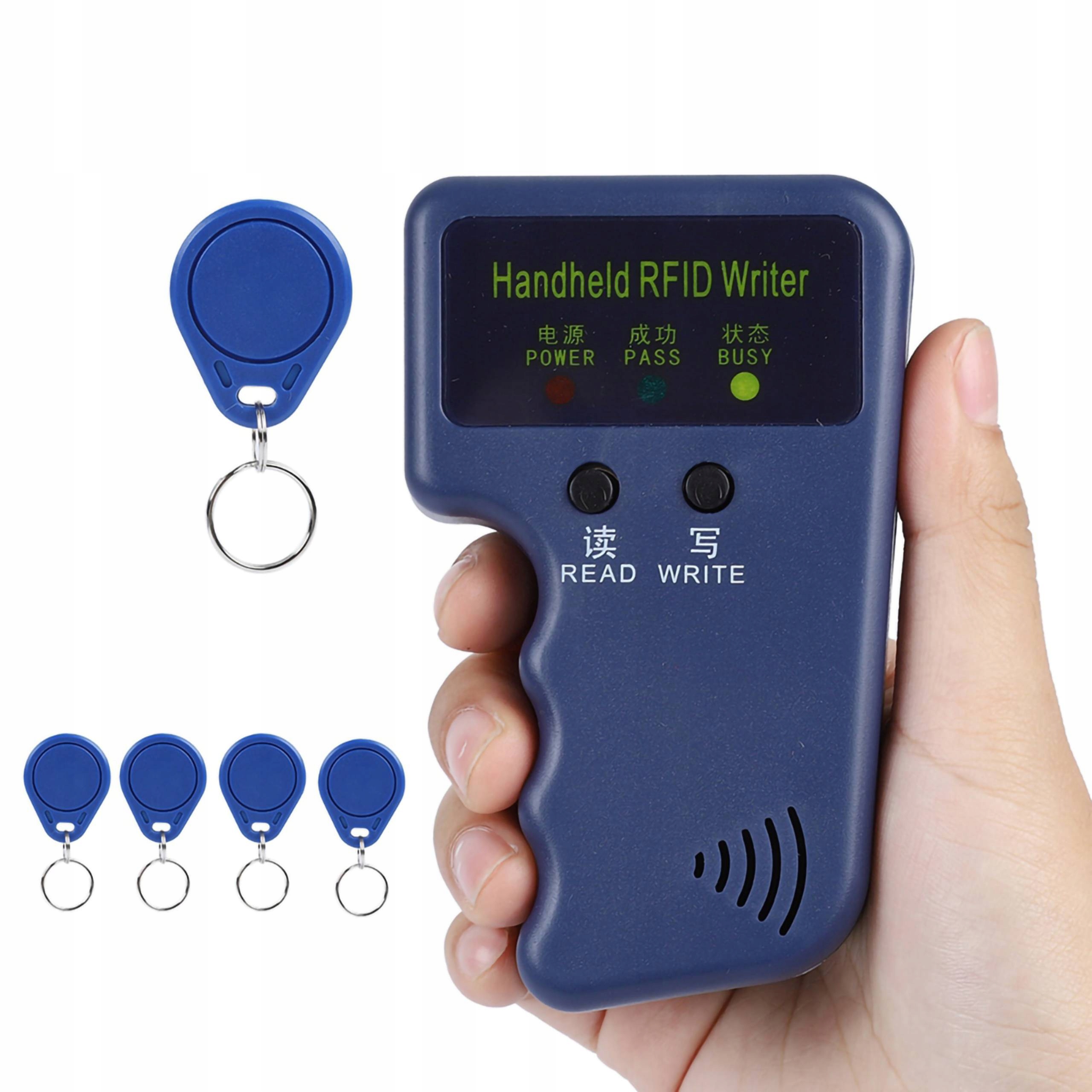 Zestaw do produkcji kart RFID 125 kHz z ręczną kopiarką i 5 brelokami