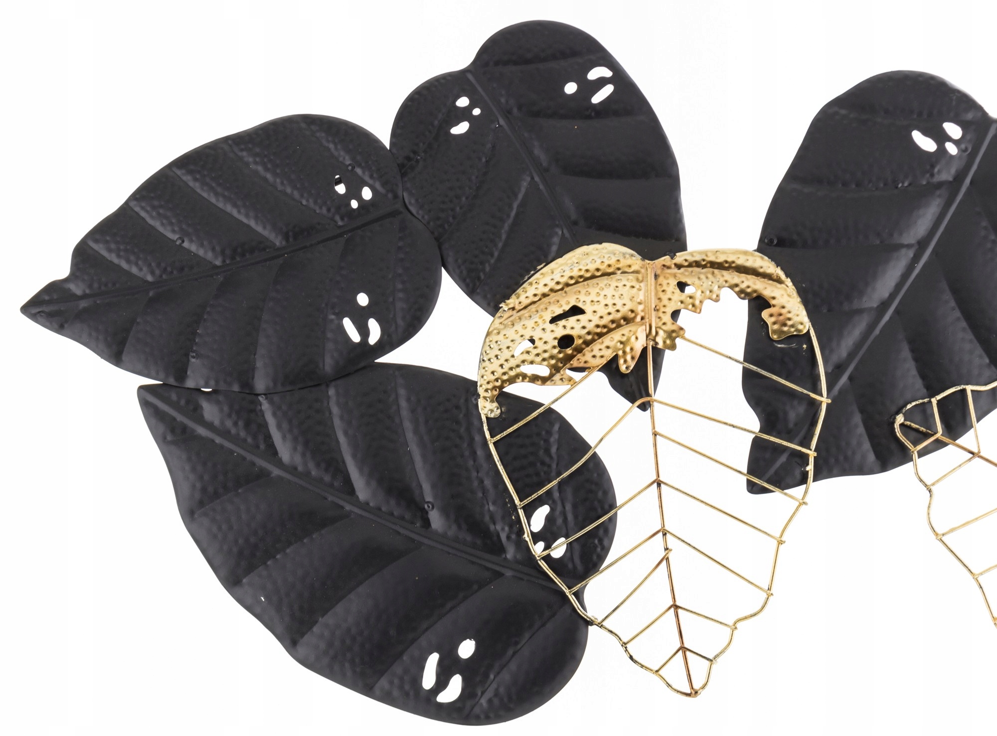 DEKORACJA ŚCIENNA METALOWA ZŁOTA CZARNA LIŚCIE Marka Domdekoracji