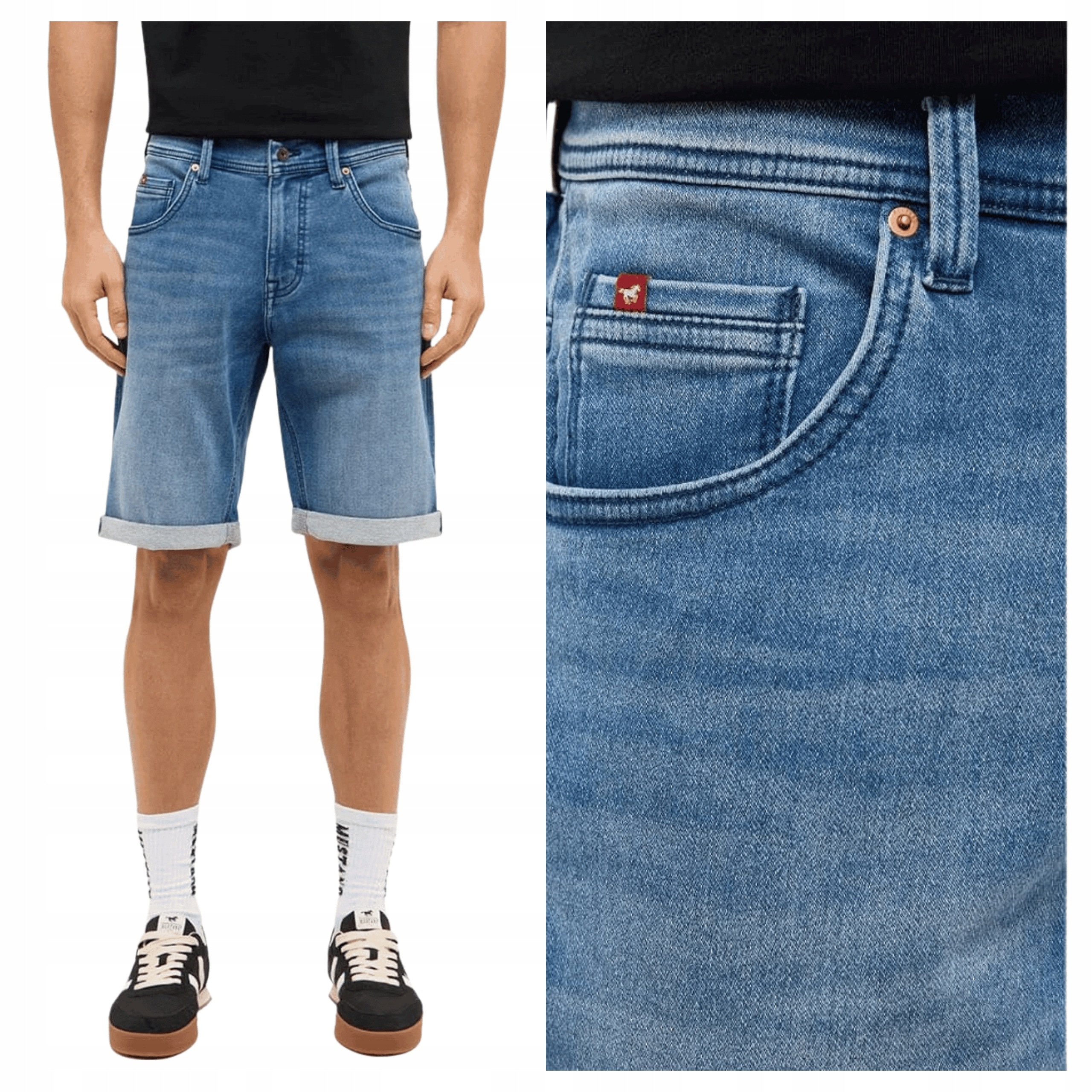 Pánské šortky Mustang Chicago Shorts Modré Džínové Klasické W30