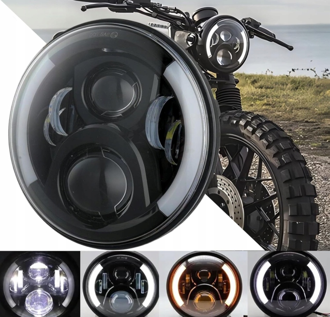 Motocyklový Led reflektor Dreamizer 7 palcov okrúhly Angel Eye s atestom