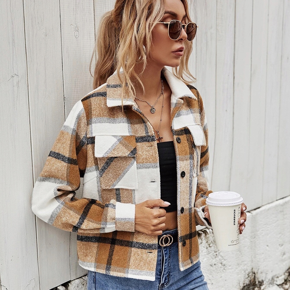 Koszula w kratę ciepła z kieszeniami oversize Rozmiar L