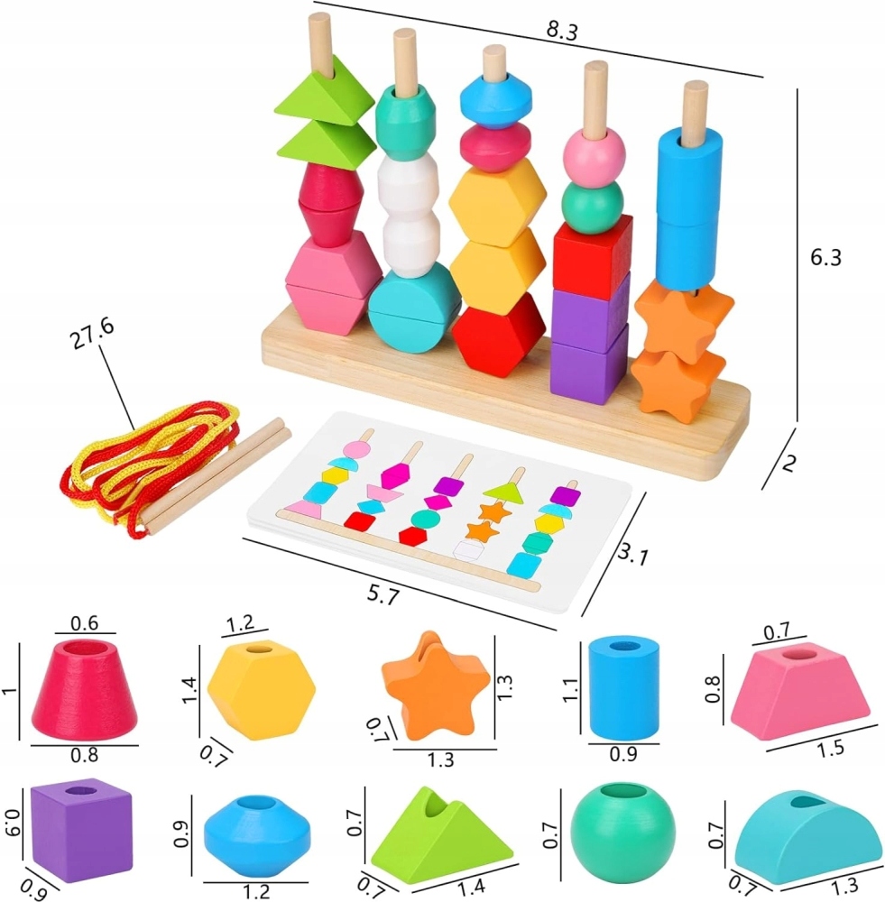 UKŁADANKA DREWNIANA PIRAMIDKI SORTER KLOCKI SENSORYCZNE MONTESSORI Płeć chłopcy dziewczynki