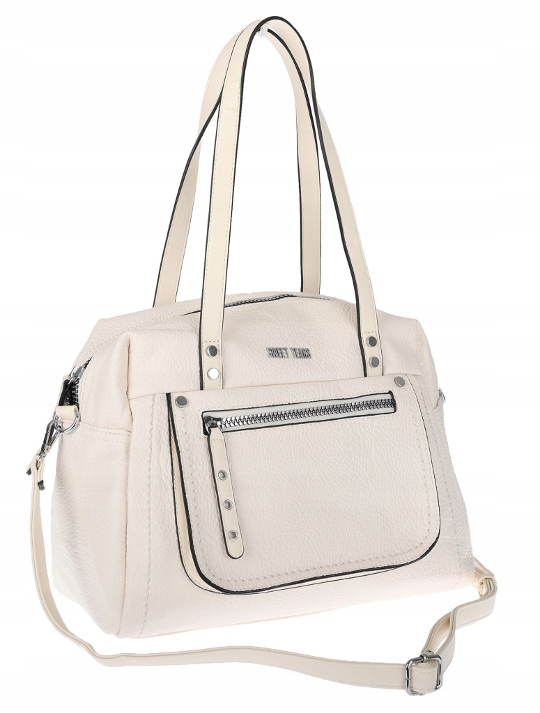 torebka damska Sweet Years pojemna eko skóra pasek 4104 beżowa