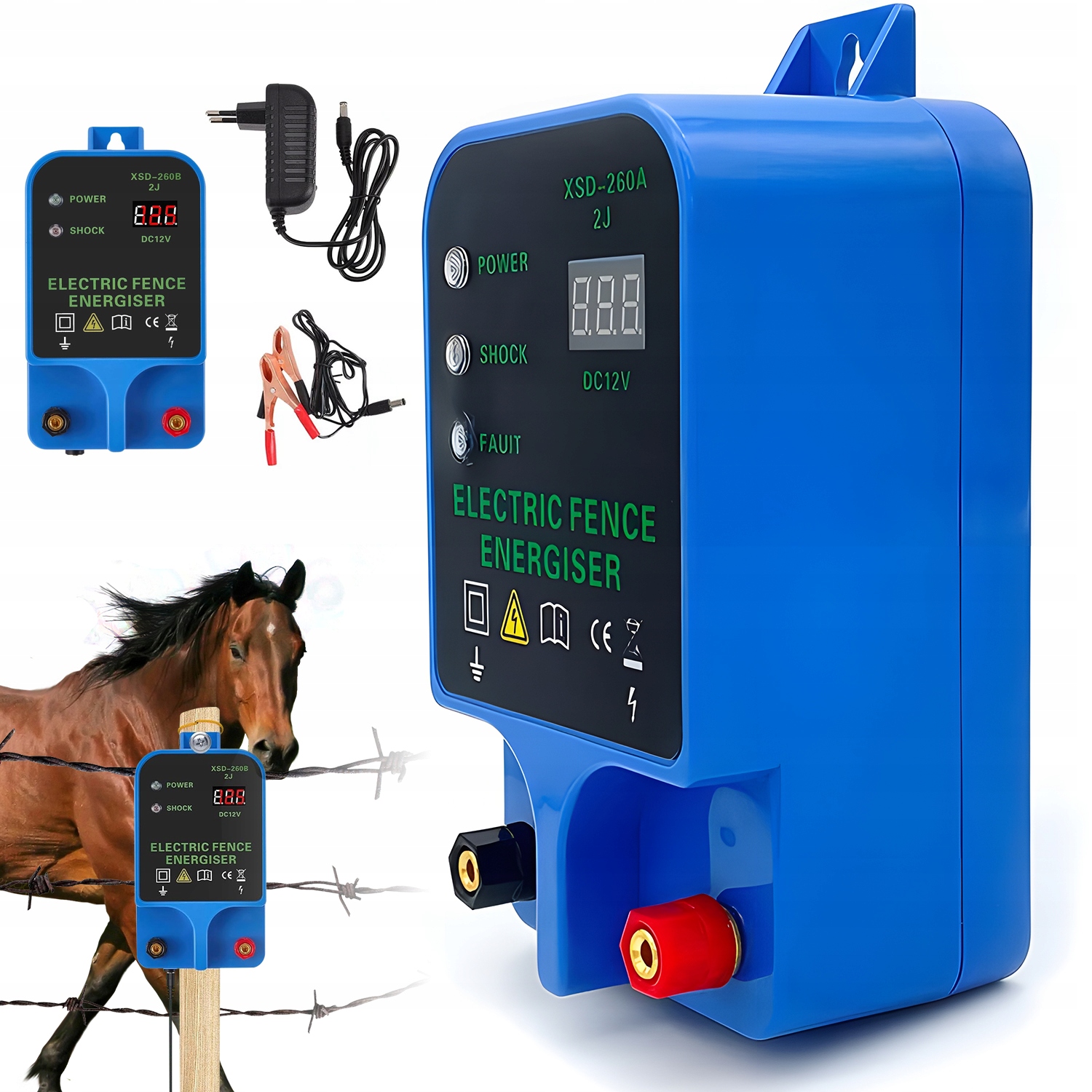 Elektrizátor Pastuch Elektrického Plotu 12V 1.5-3J Do 10KM Sada