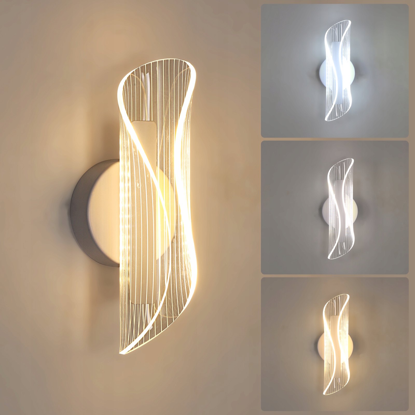 Kinkiet Scienny Lampa Led Wewnetrzny Ściemnialny Loft Biały Nowoczesny 12W