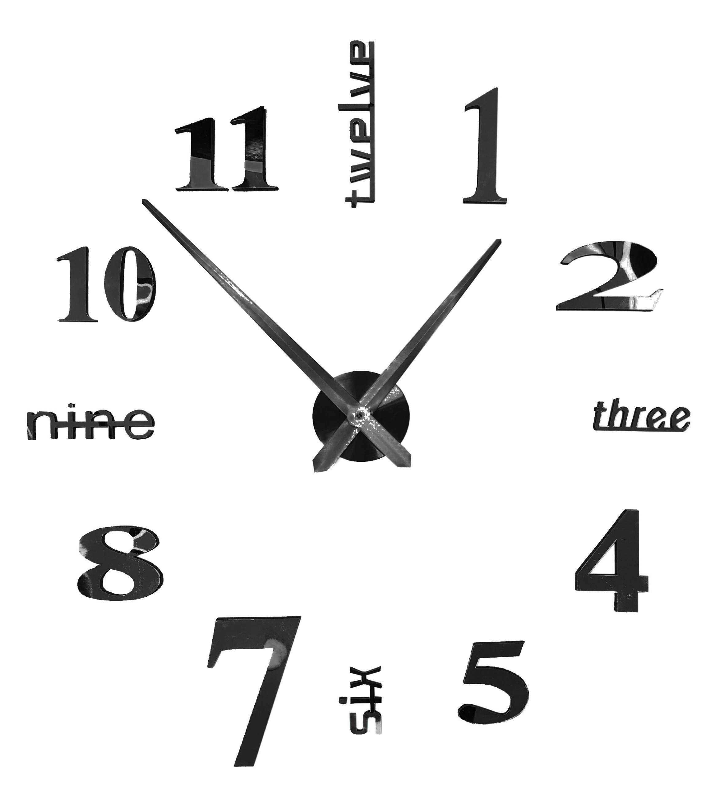 ZEGAR ŚCIENNY nowoczesny przyklejany na ścianę DIY Linia LUSTRO EFEKT 3D