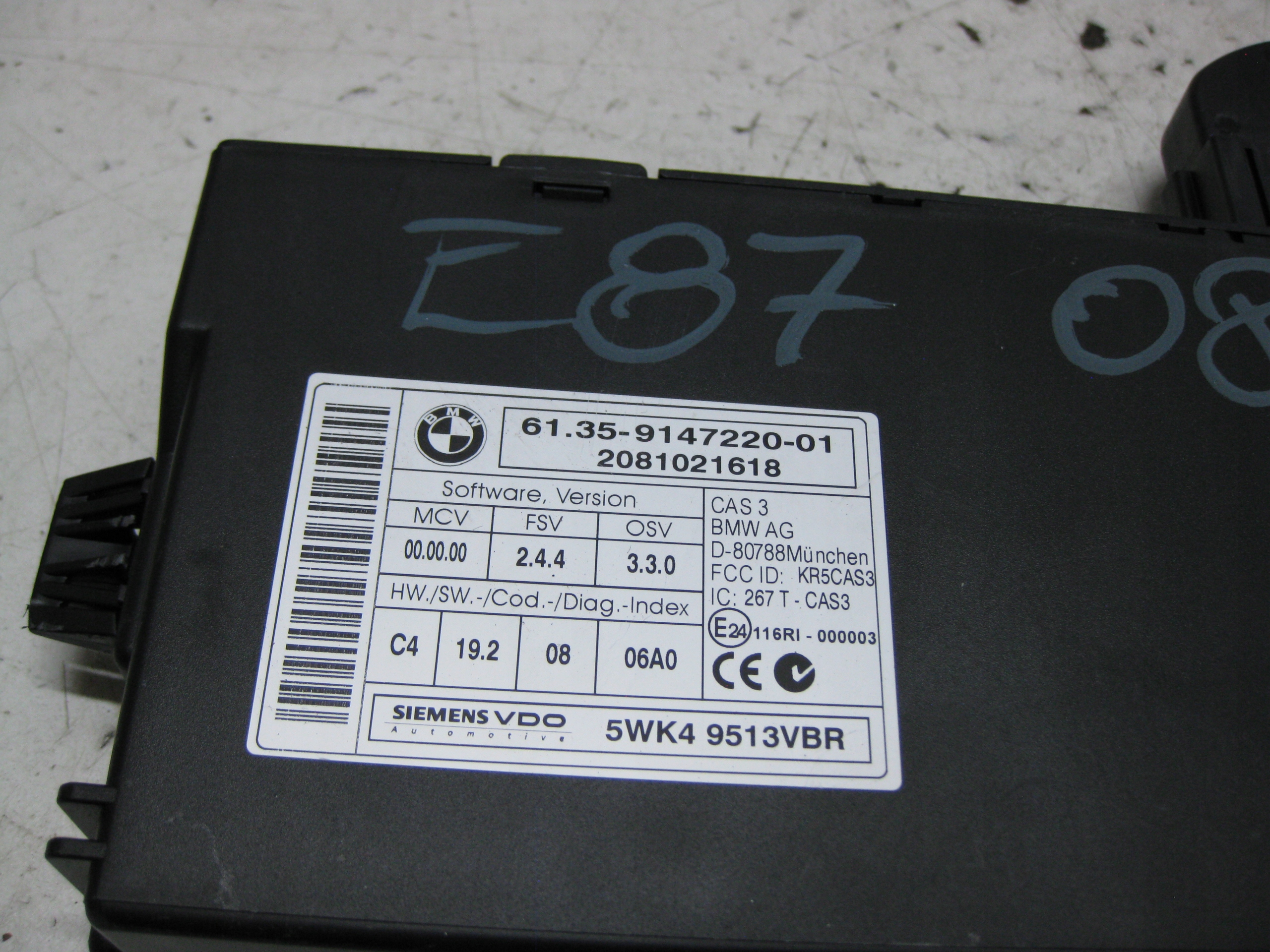 BMW E87 2.0 und 08R modul Bedienteil CAS 9147220