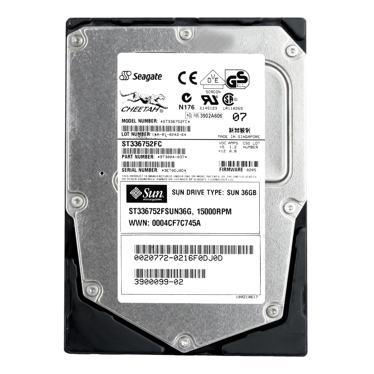 Sun 3900099-02 36GB 15K 8MB Fc 3.5'' ST336752FSUN36G