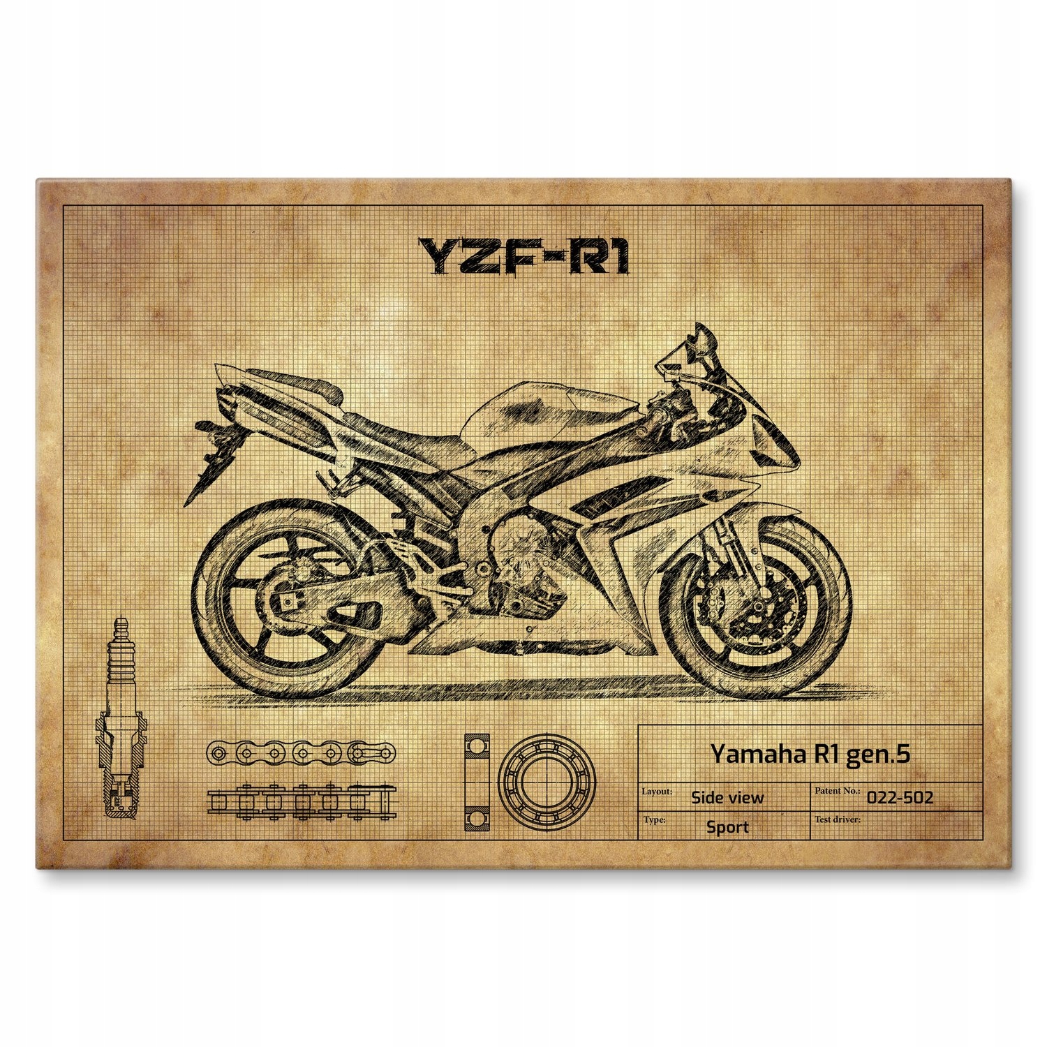 Kovový plakát Yamaha R1 gen.5 Szyld Plech 42 x 59,4 cm Dárek
