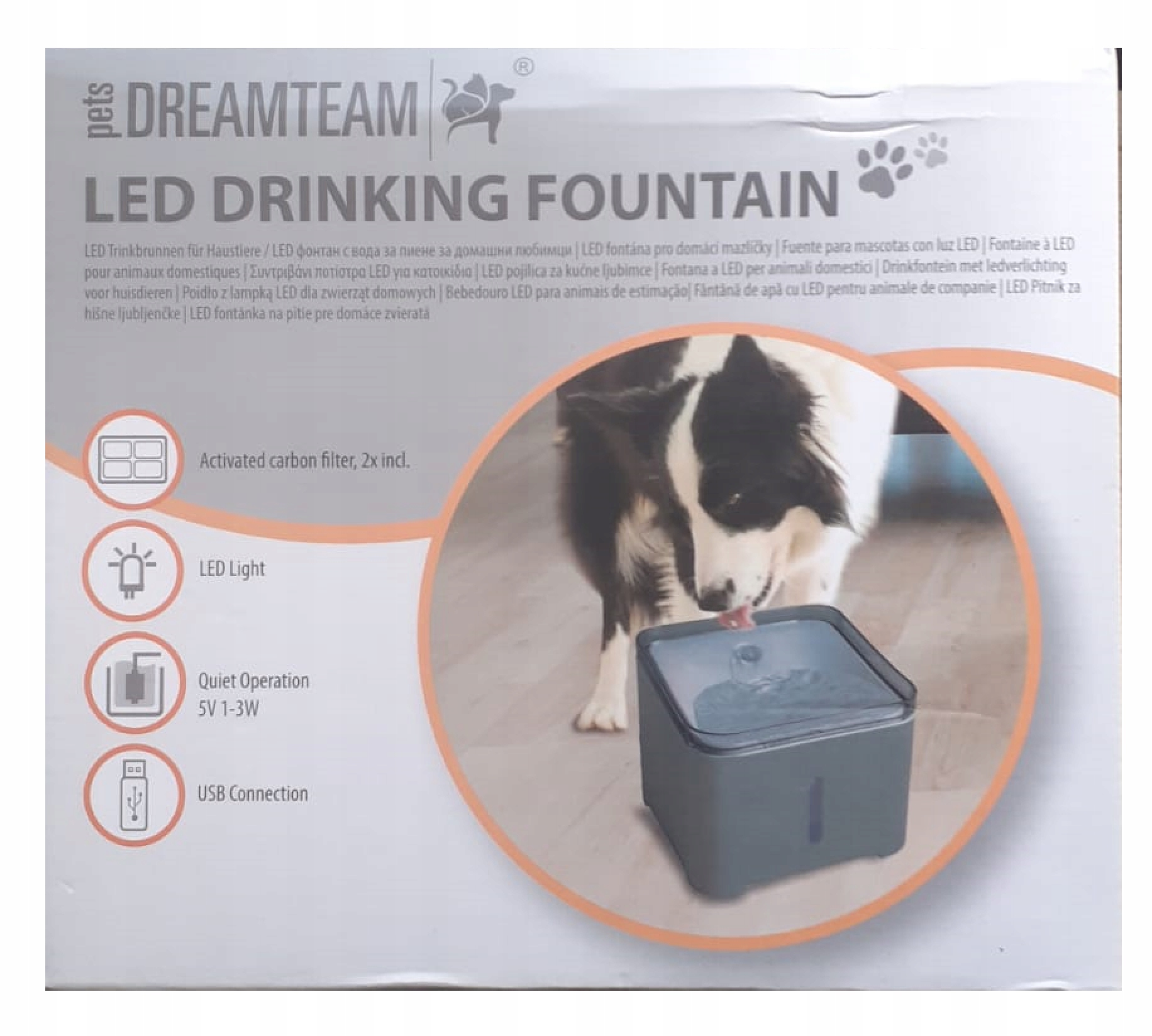 Levně Napáječka Na Vodu Pro Psa Fontána Led S Usb Filtrem Automatický Dávkovač
