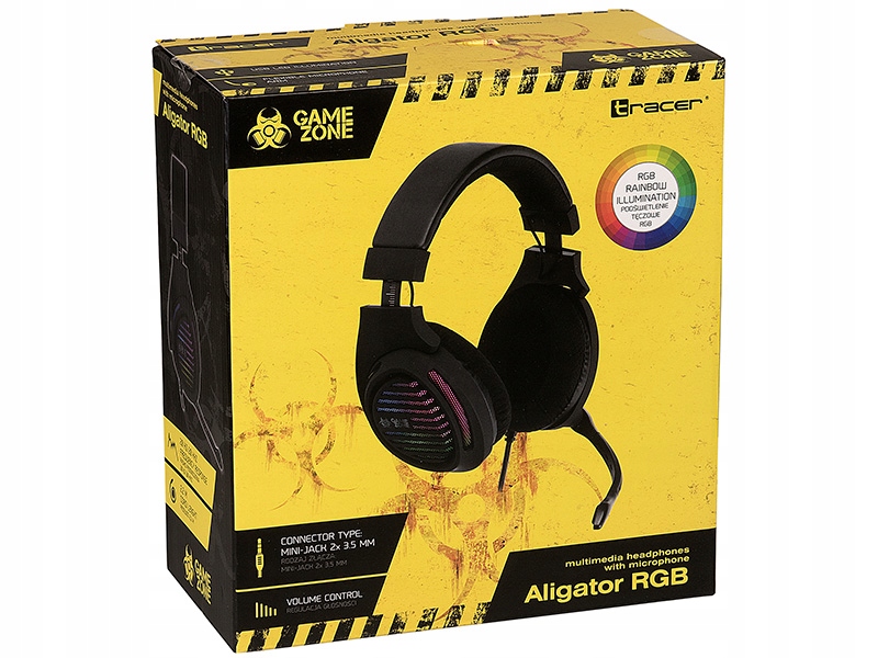 SŁUCHAWKI GRACZA TRACER ALIGATOR PODŚWIETLANE RGB Kod producenta TRASLU46466