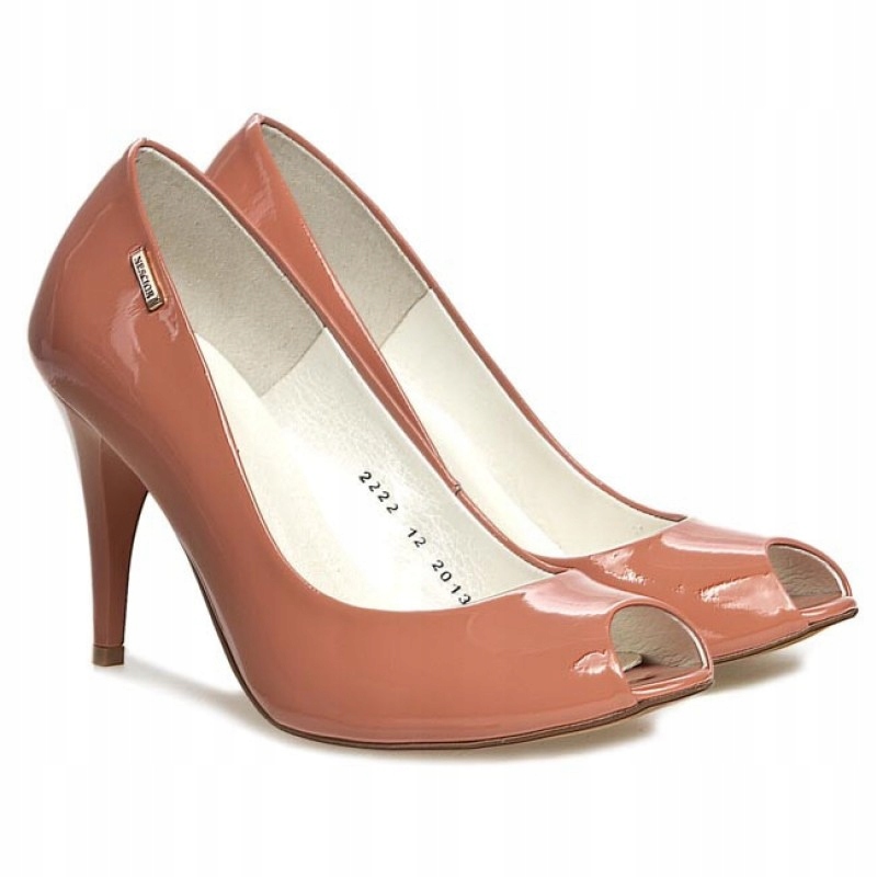 Łosos lakier czółenka szpilki bez palca Neścior 36 Rozmiar 36