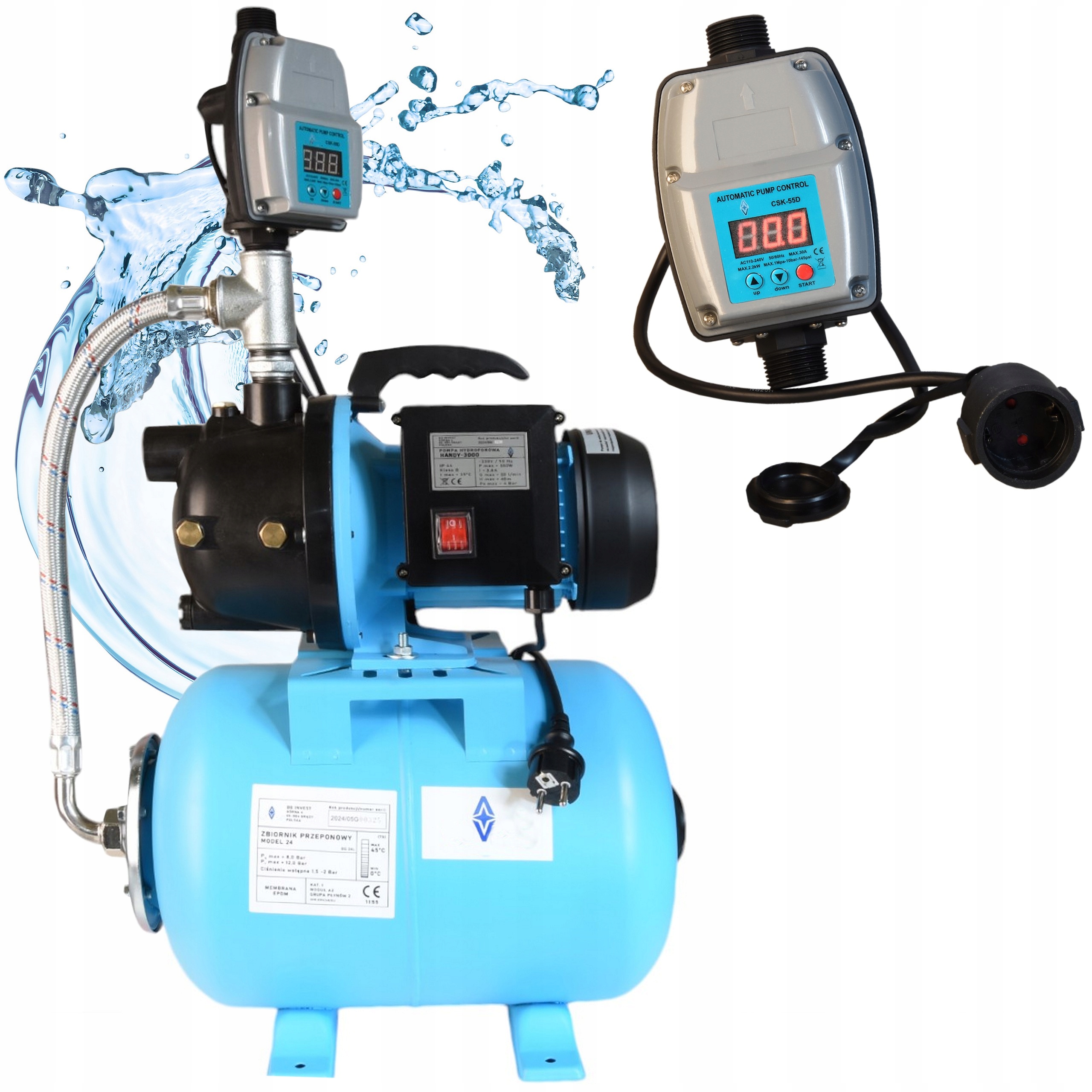 Pumpa Do Domu Na Vodu Záhradná Vypínač Na Pumpu Hydrofor 24L Suchý chod