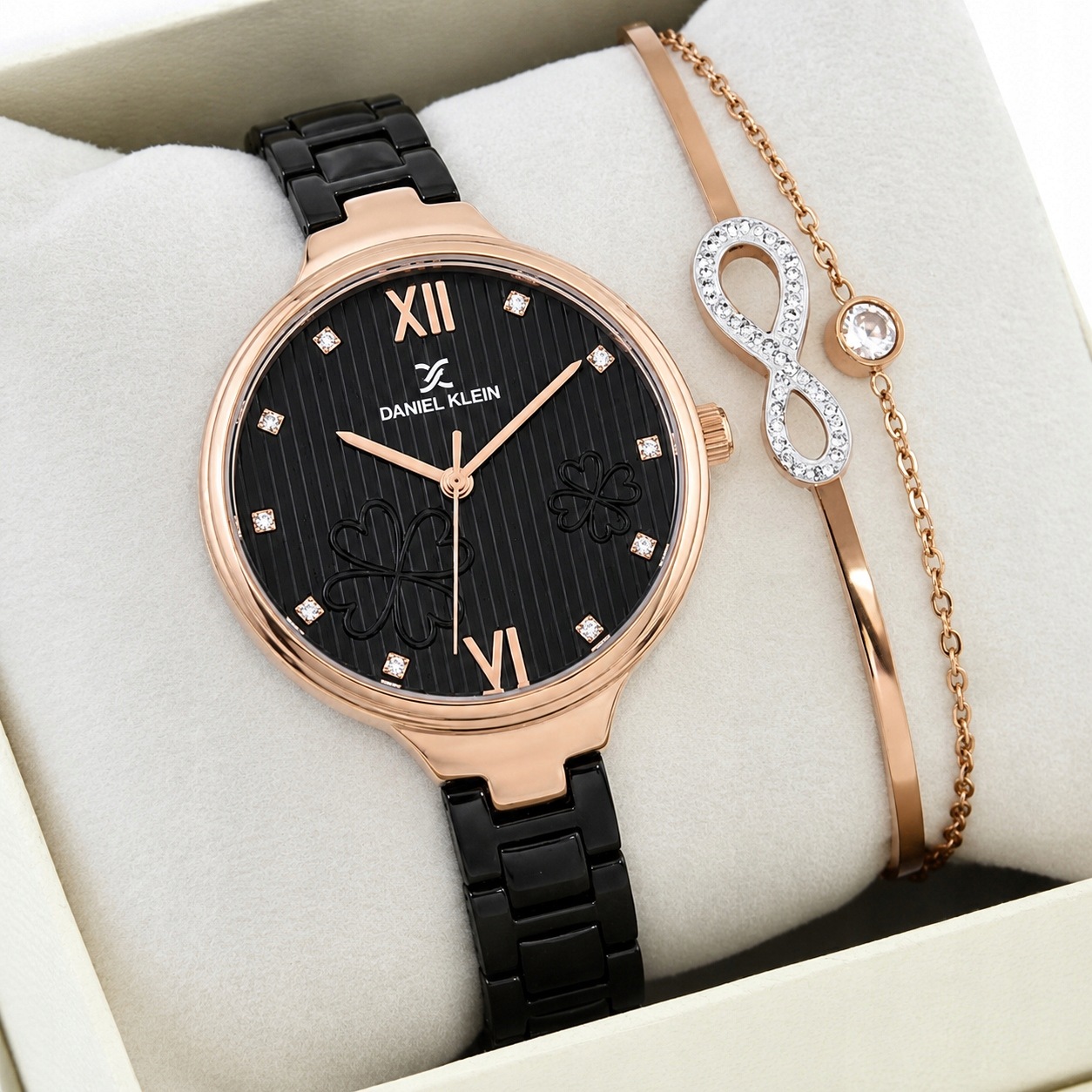 Set dámské hodinky Daniel Klein Černá Elegantní náramek