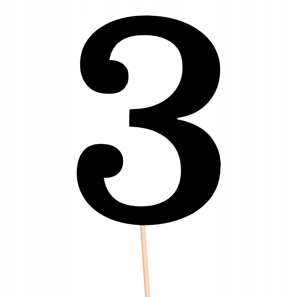 

Topper Cyfra 3 Czarna Trzy Dekoracja na tort