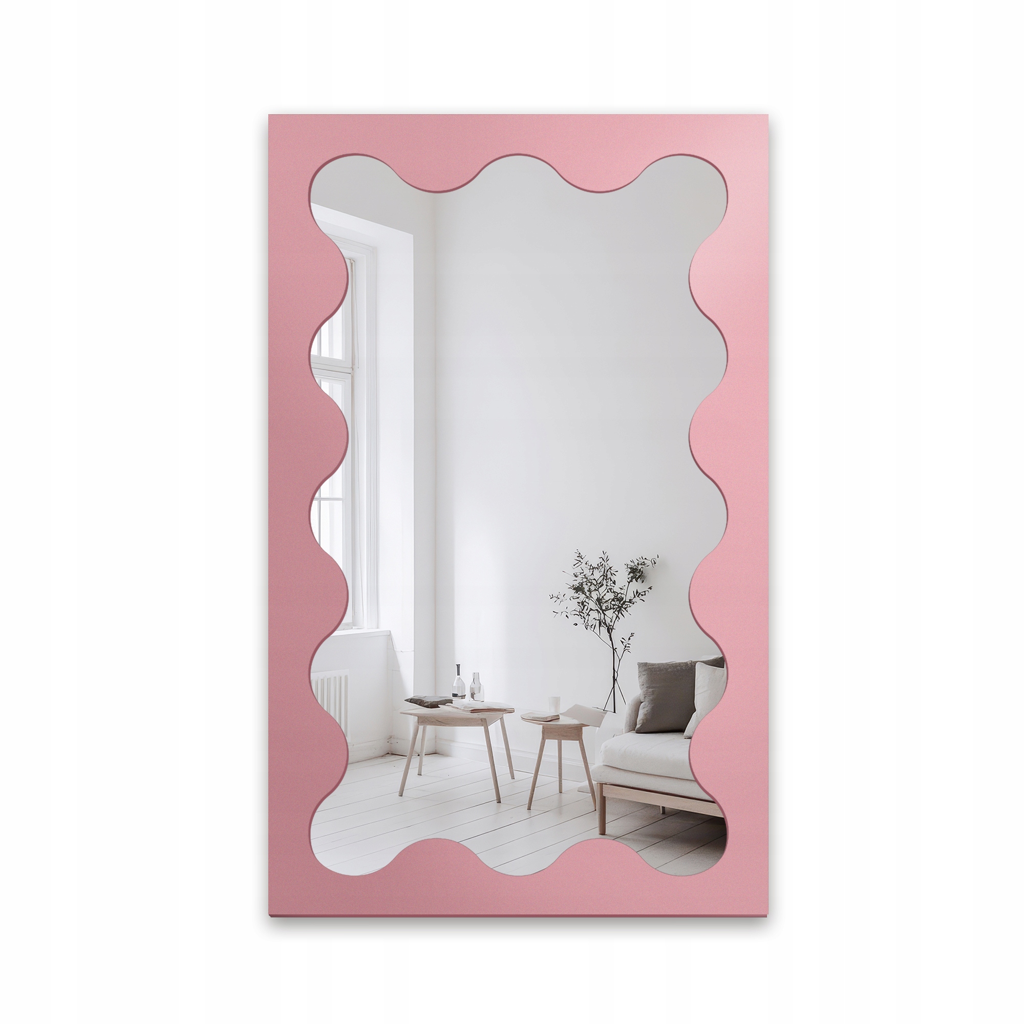 Nástěnné Zrcadlo Blobs Prism ve vlnitém růžovém Mdf rámu 120x192