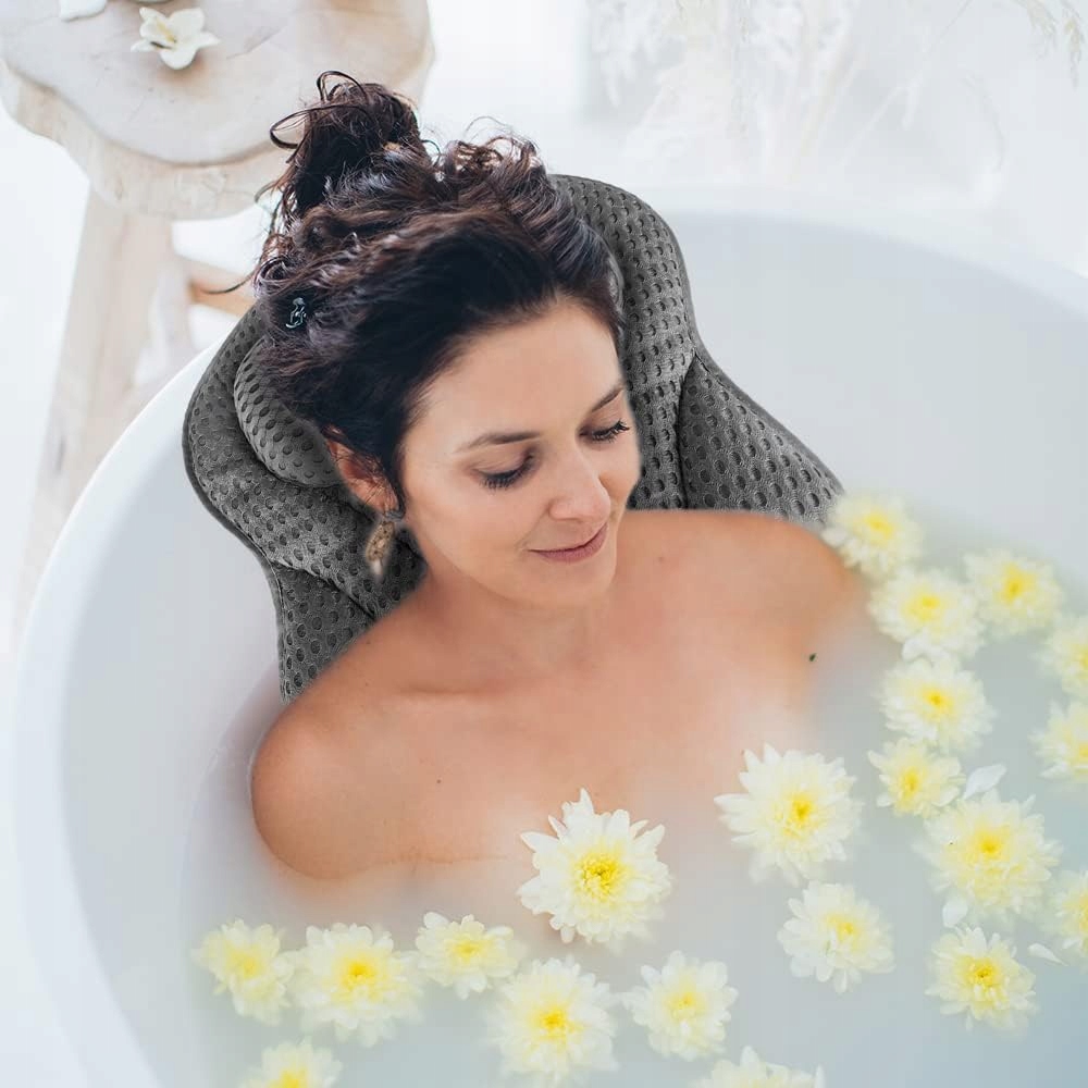 PODUSZKA DO WANNY KĄPIELI Z PRZYSSAWKAMI SZARA Marka bez marki