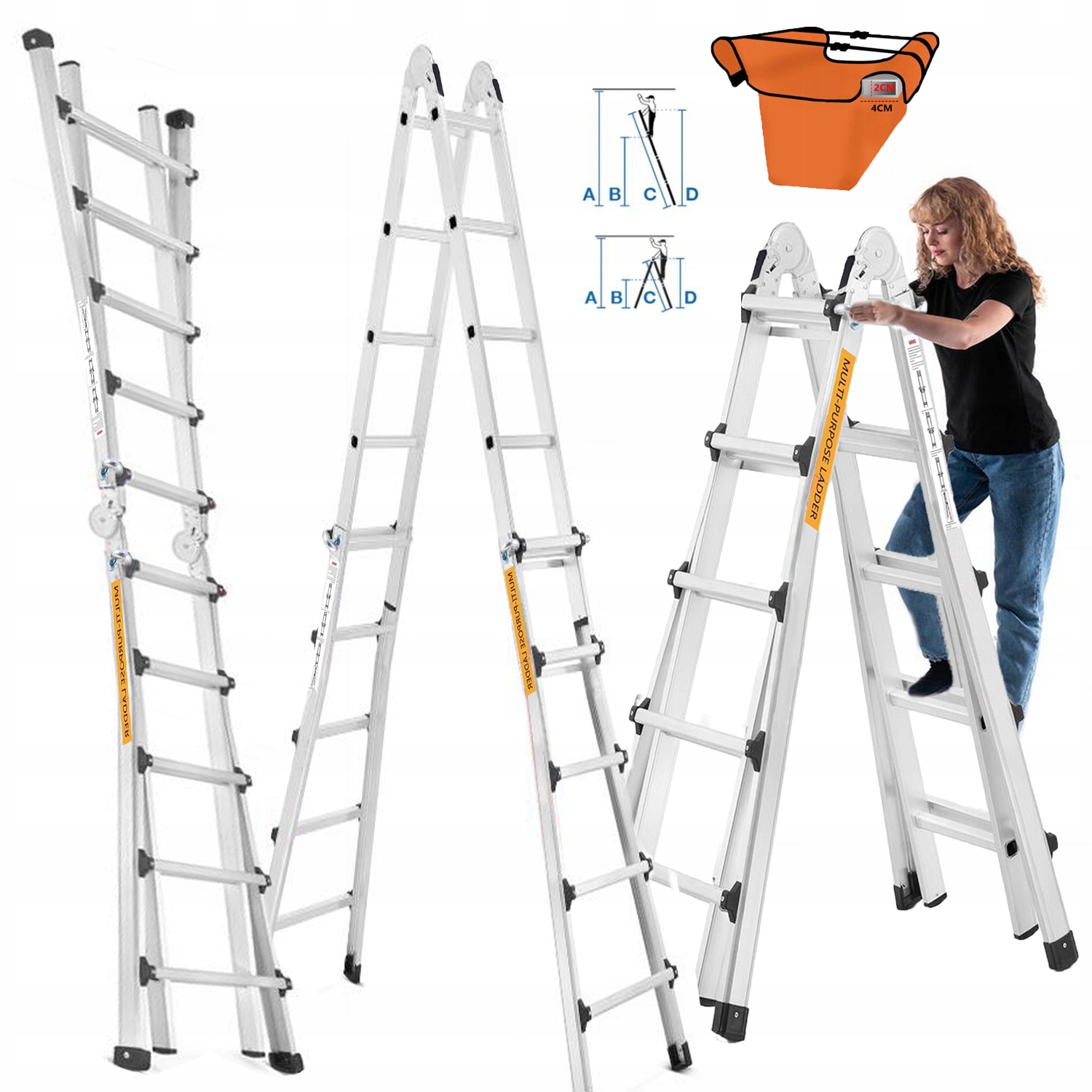 Drabina Przegubowa Wielofunkcyjna Teleskopowa 5M1 Aluminiowa 4x5 Stopni