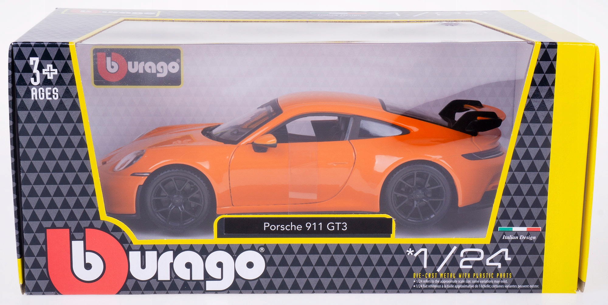 PORSCHE 911 GT3 MODEL METAL BBURAGO 1:24 POMARAŃCZ EAN (GTIN) 4893993015290