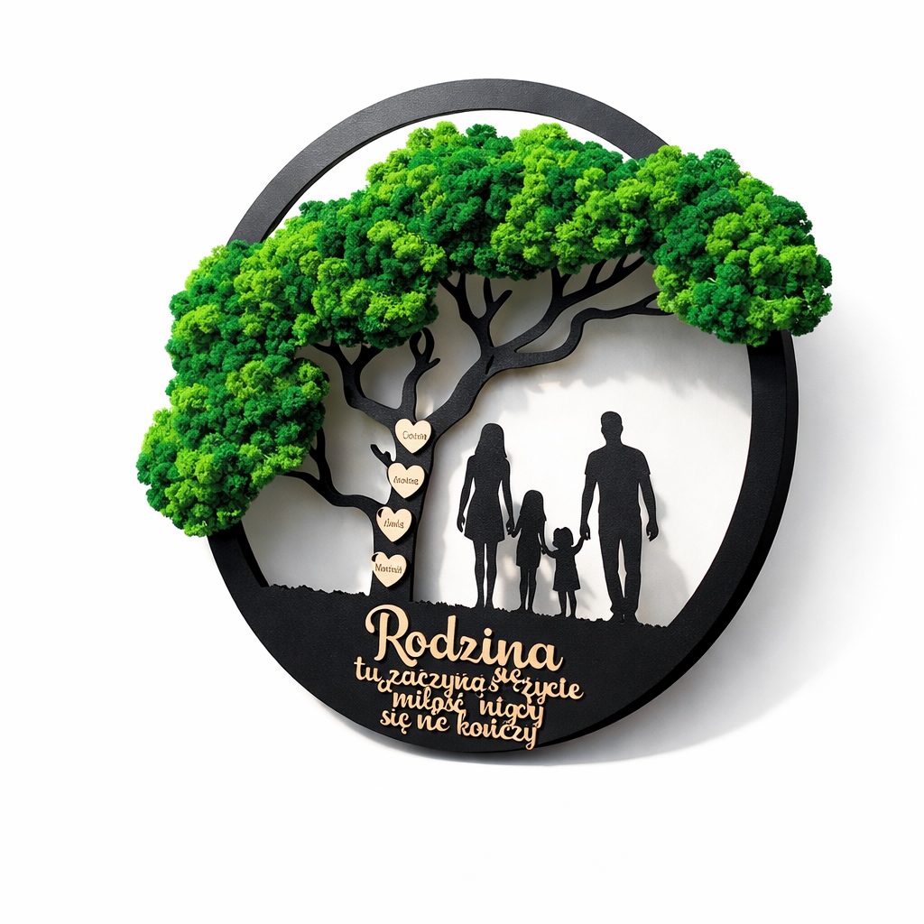 Obraz S Machom, Chrobákom A Rodinou, strom z machu, chrobák 34 cm, dow.konf.