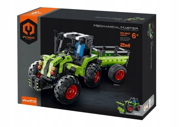 Stavebnice iM.MASTER traktor/traktor s valníkem 2v1 plast 346 dílků