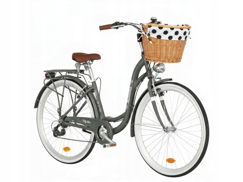Rower miejski Indiana Moena A7ZP 28 cali Deli damski Szary+ Koszyk Wkład