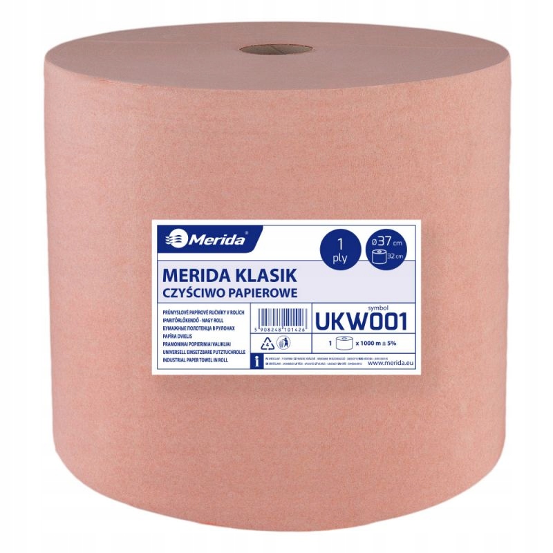 MERIDA CZYŚCIWO PAPIEROWE KLASIK BRĄZOWE, 1-WARSTWOWE, ŚR. 37 CM, DŁ. 1000