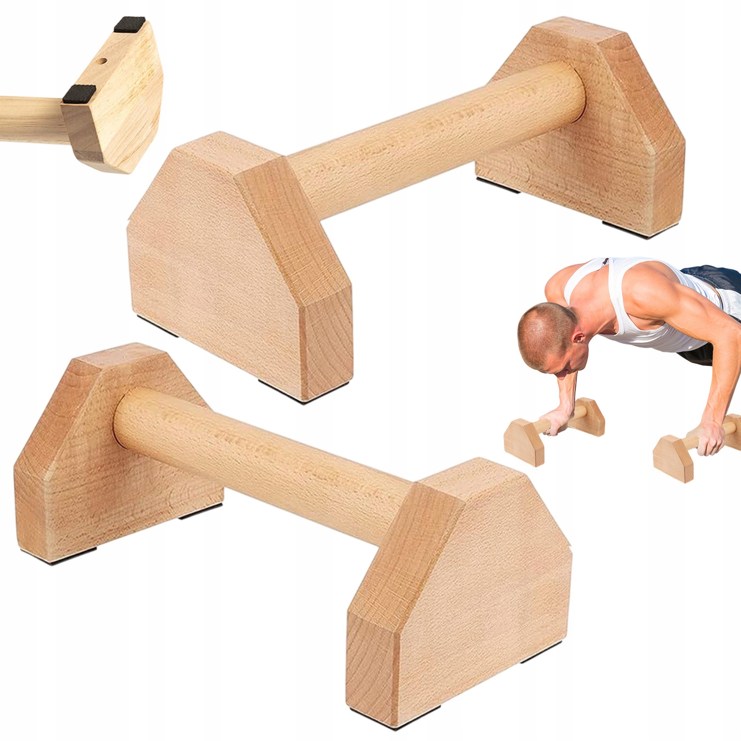 Uchwyty Do Pompek Paraletki Drewniane Gimnastyka 25CM 2SZT