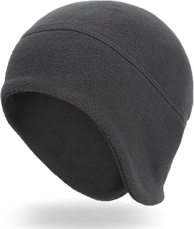 Czapka Pod Kask Rowerowy Zimowa Polarowa Unisex Ciemnoszara Ciepła Czapka