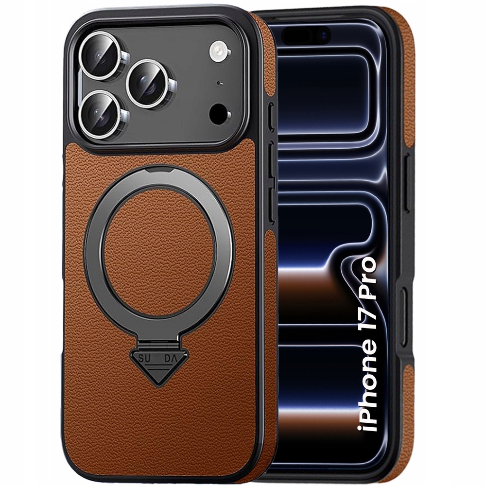 Kožené Pouzdro pro iPhone 17 Pro, MagSafe, s leather case stojánkem