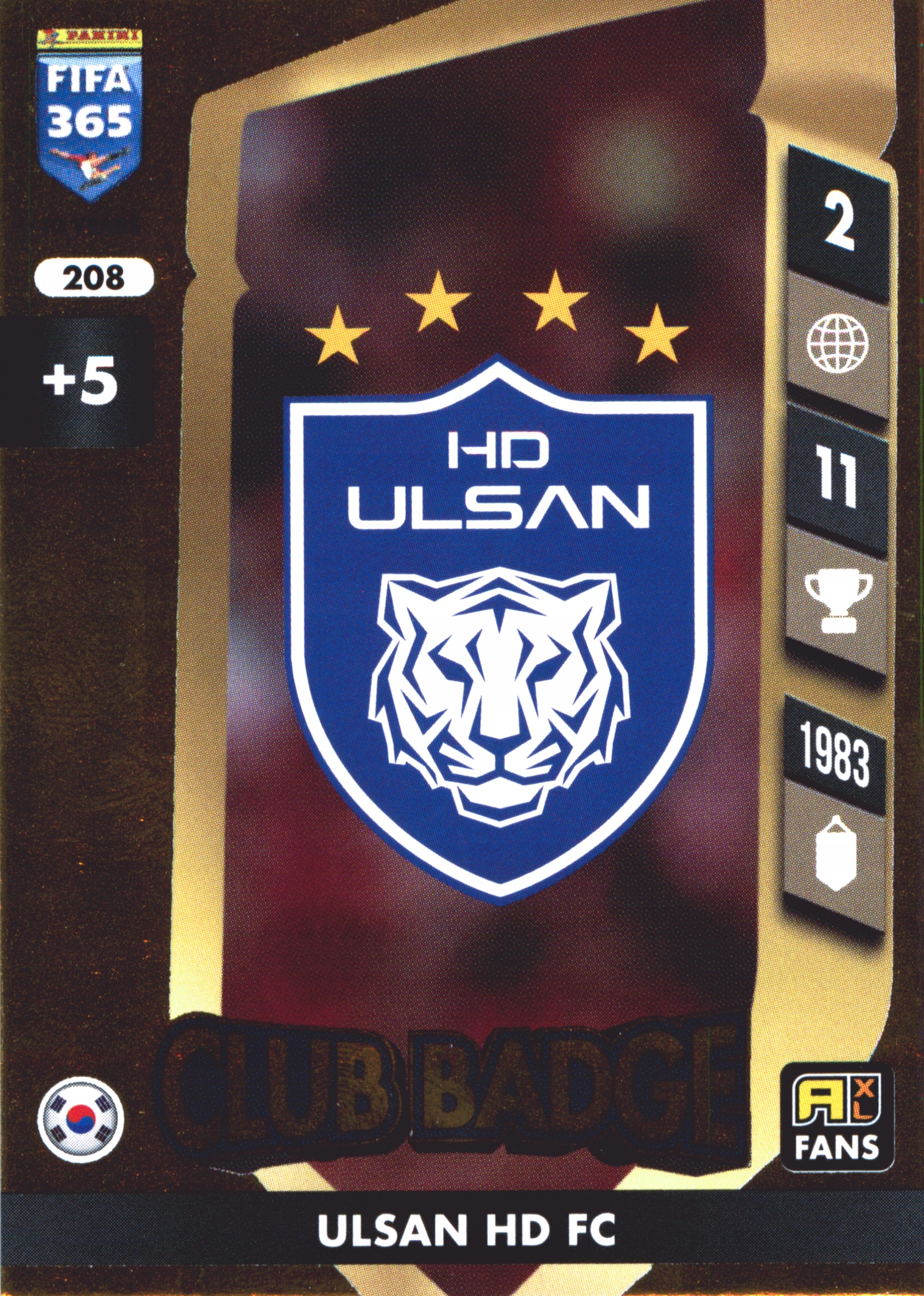 Panini Fifa 365 2025 Fans Club Badge Logo 208 Ulsan Hd Fc