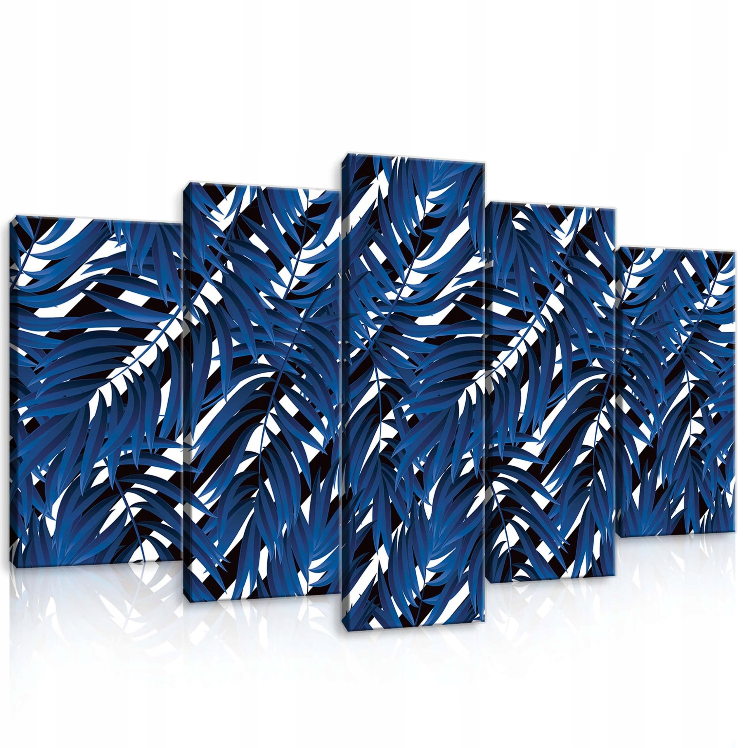 Obraz 100x60 modulární tropické listy moderní modrý indigo bílý