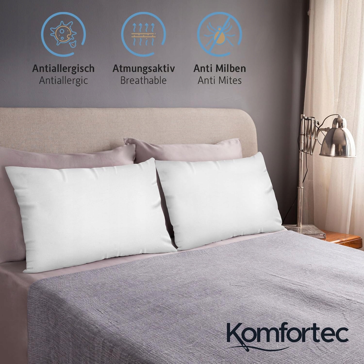 Komfortec Wodoszczelne 2 poszewki na poduszkę 40 x 60 cm Długość (cm) 40 cm