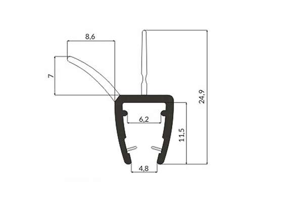USZCZELKA Kabiny Prysznicowej OKAPNIK Na Łuk 10cm Rodzaj uszczelka