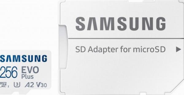 Samsung EVO PLUS microSDXC 256GB UHS-I U3 Zapis 100MB/s Odczyt 180MB/s 2023 Format karty microSD