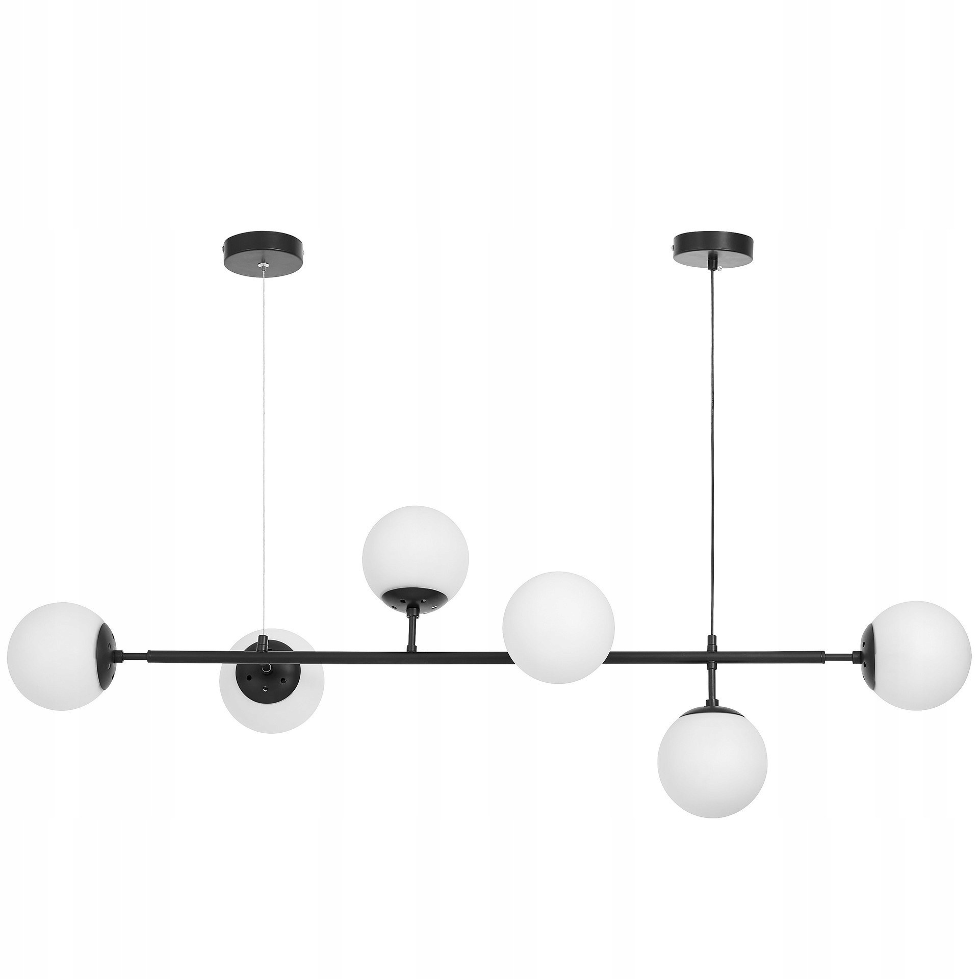 Lampa Wisząca Sufitowa Nowoczesna Szklana Czarna 6 Białe Kule Led Ceredo