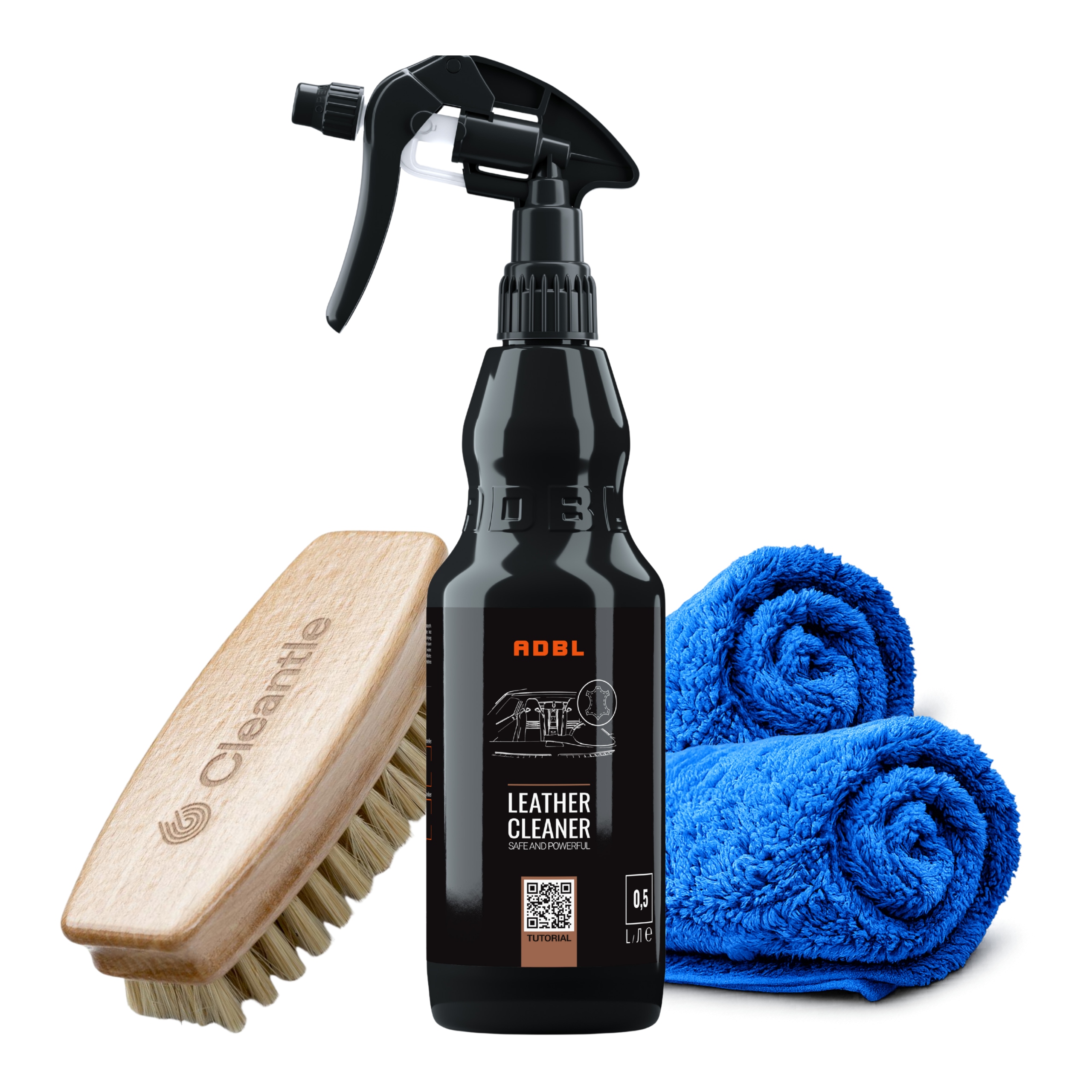 Adbl Leather Cleaner zestaw do czyszczenia skóry 500ml szczotka do skóry