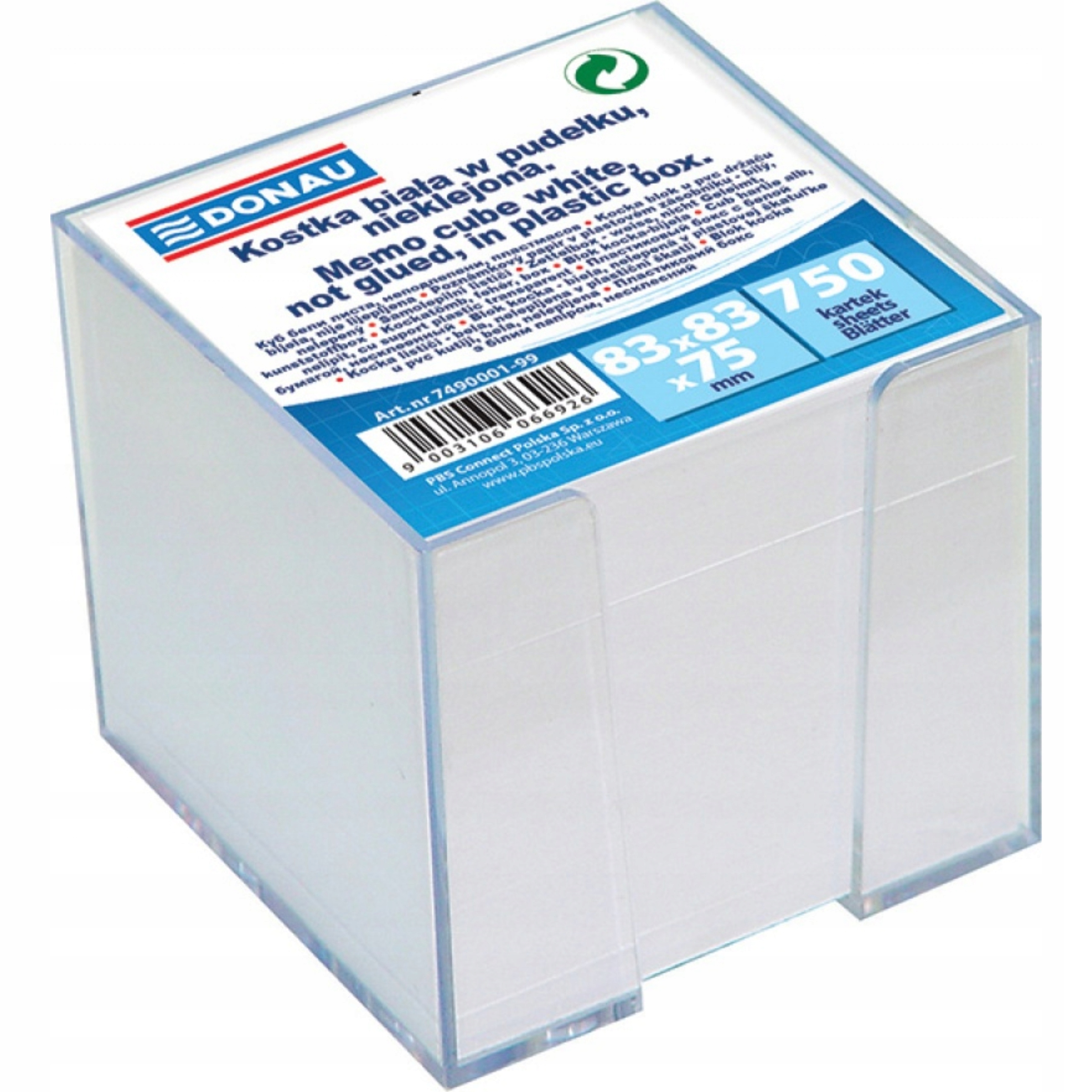 

Kostka nieklejona w pudełku 83x83x75mm biała 750k