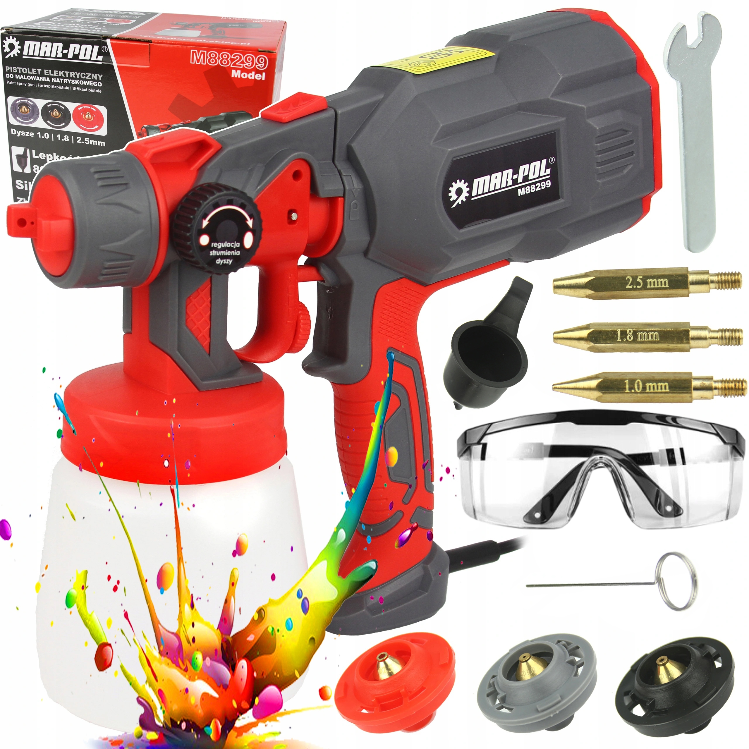 AGREGAT MALARSKI pistolet elektryczny do malowania ścian 3 DYSZE + OKULARY
