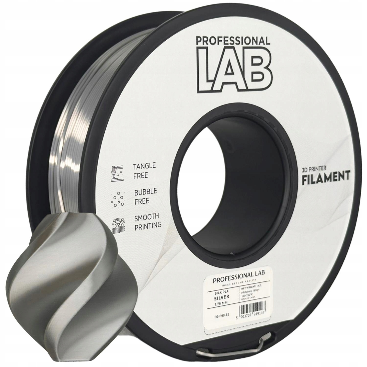 2 x Filament Silk Pla 1,75mm 1kg srebrny jedwabisty połysk Silver