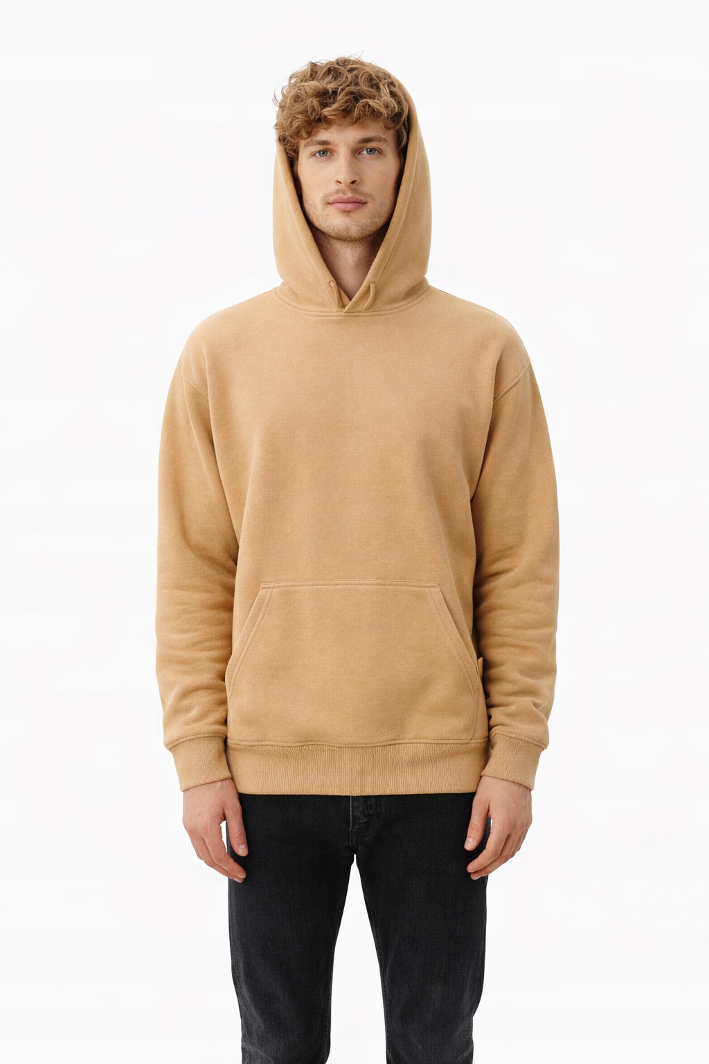 Abercrombie & Fitch Mikina S Kapucí Hladká Béžová Bavlna XL I4B