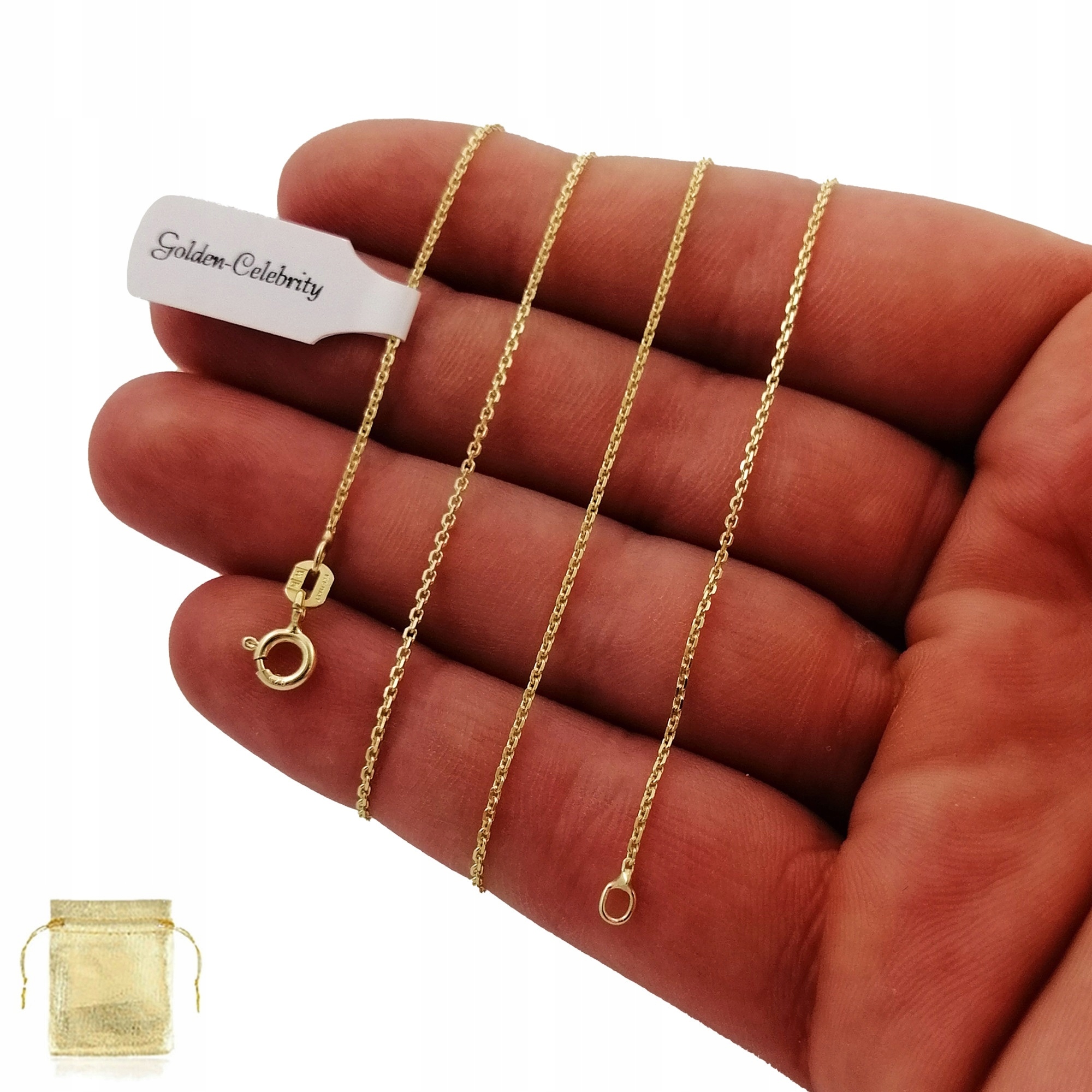 

Złoty Delikatny Łańcuszek Ankier 925 585 50cm/1mm