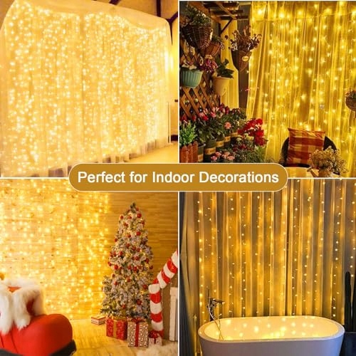 JOYCOME Kurtyna Świetlna Girlanda Wodoodporna Lampki 6x3m 600 LED 8 Trybów — miniatura 4