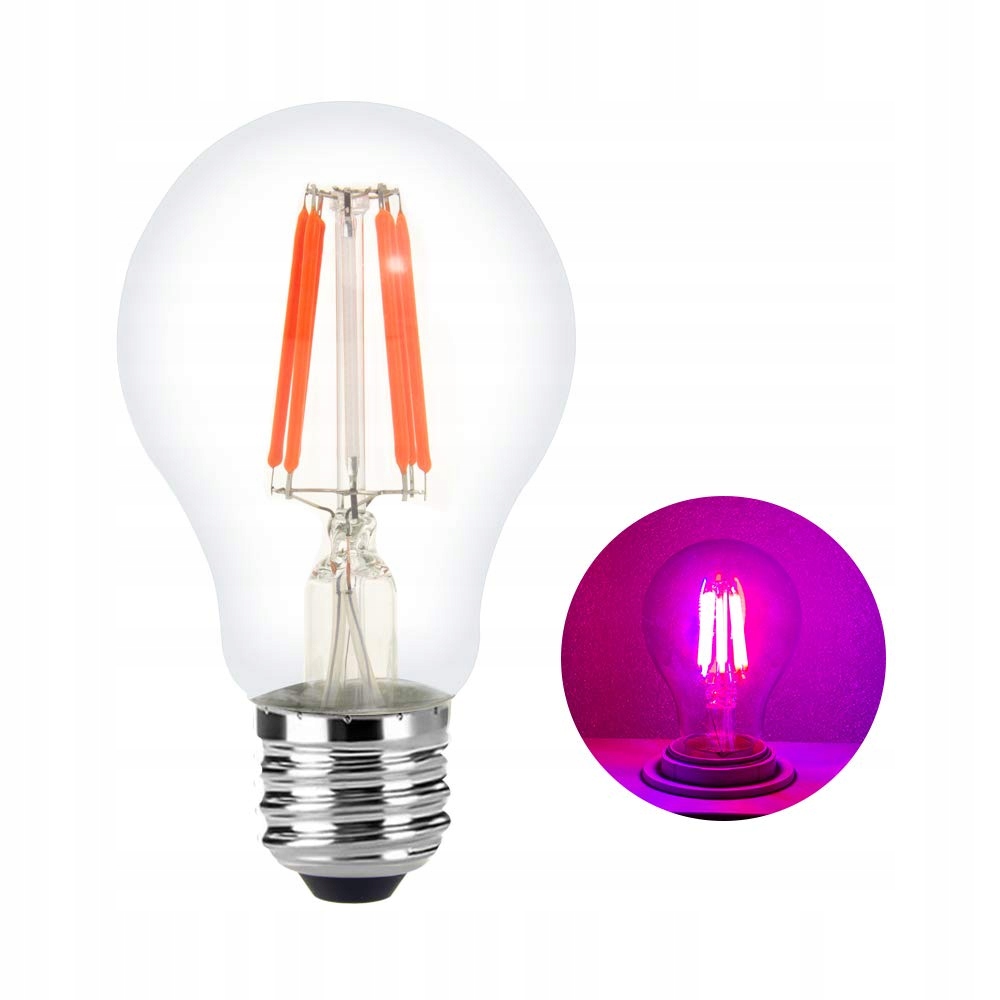 

Żarówka Led filament E27 8W roślinna wzrostu grow