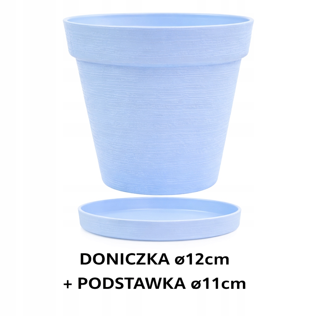 Doniczka LOFT 12 cm + Dopasowana Podstawka, Stylowy Zestaw EKO, NIEBIESKI 3